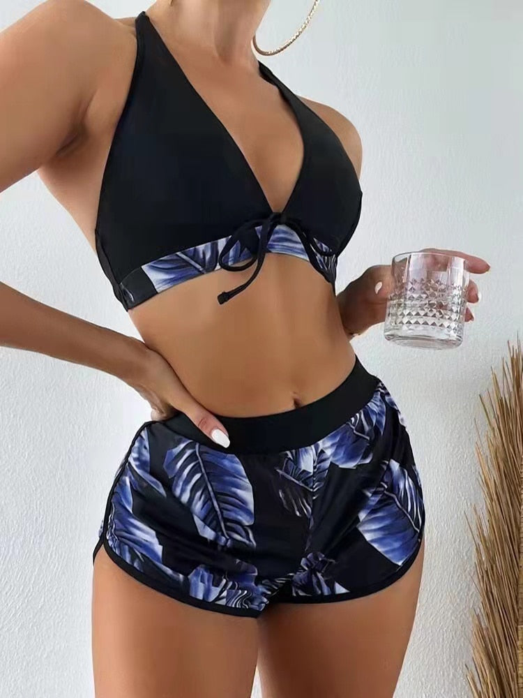 3 pieces Summer Print Swimsuits Bikini Sets Female Swimwear 2023 Sports Beach Wear Bathing Suit Girls Pool Women Swimming Suit