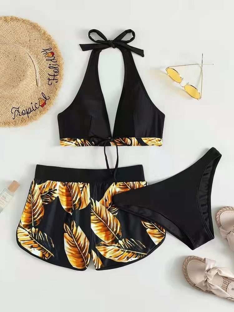 3 pieces Summer Print Swimsuits Bikini Sets Female Swimwear 2023 Sports Beach Wear Bathing Suit Girls Pool Women Swimming Suit