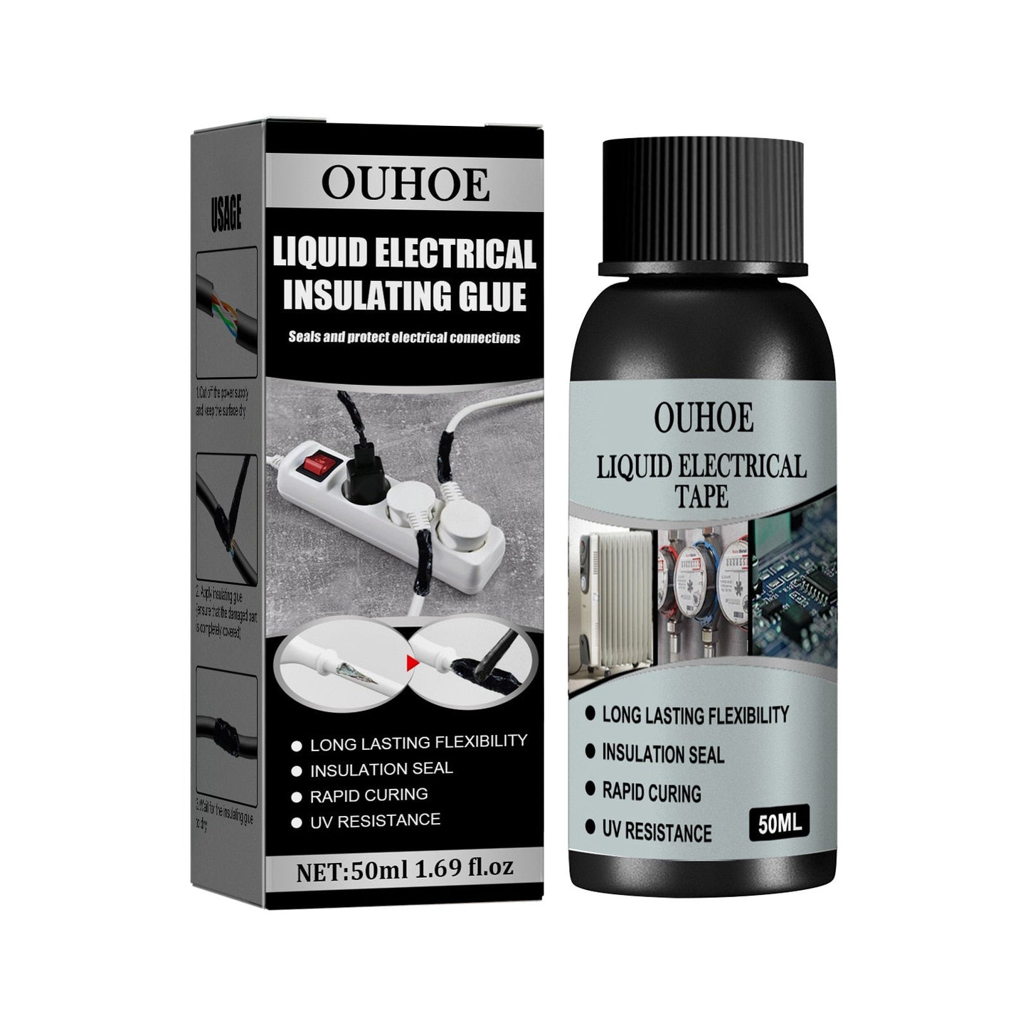 30/50ml Liquid Insulating Tape Repair Rubber Electrical Wire Cable Coat Fix Line Glue Wide Range Liquid Insulation Paste 50ml black-7