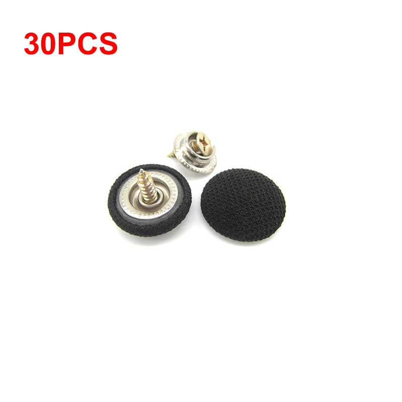 30/60Pcs Car Interior Roof Buckles Headliner Ceiling Cloth Fixing Screw Care Fabric Buckle Rivets Retainer Cap Repair Automotive black-30pcs