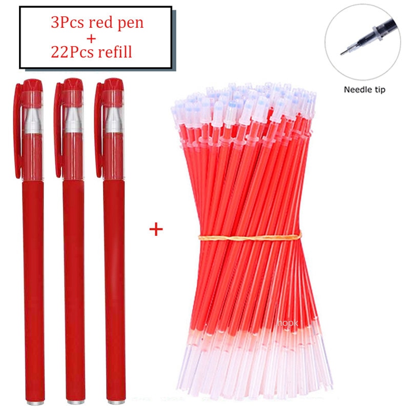 35 PCS Gel Pen Set School Supplies Black Blue Red Ink Color 0.5mm Ballpoint Pen Kawaii Pen Writing Tool School Office Stationery 25Pcs Red set B