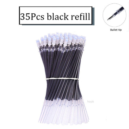 35 PCS Gel Pen Set School Supplies Black Blue Red Ink Color 0.5mm Ballpoint Pen Kawaii Pen Writing Tool School Office Stationery 35Pcs Black Refill B