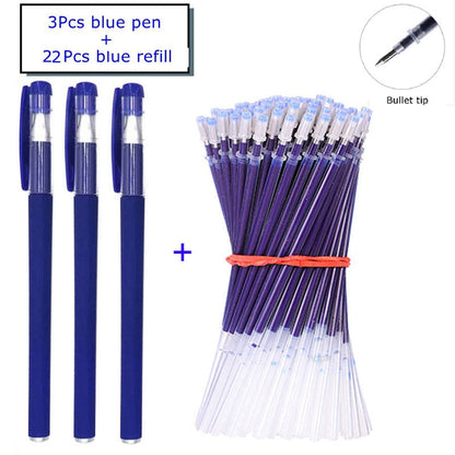 35 PCS Gel Pen Set School Supplies Black Blue Red Ink Color 0.5mm Ballpoint Pen Kawaii Pen Writing Tool School Office Stationery 25Pcs Blue set D