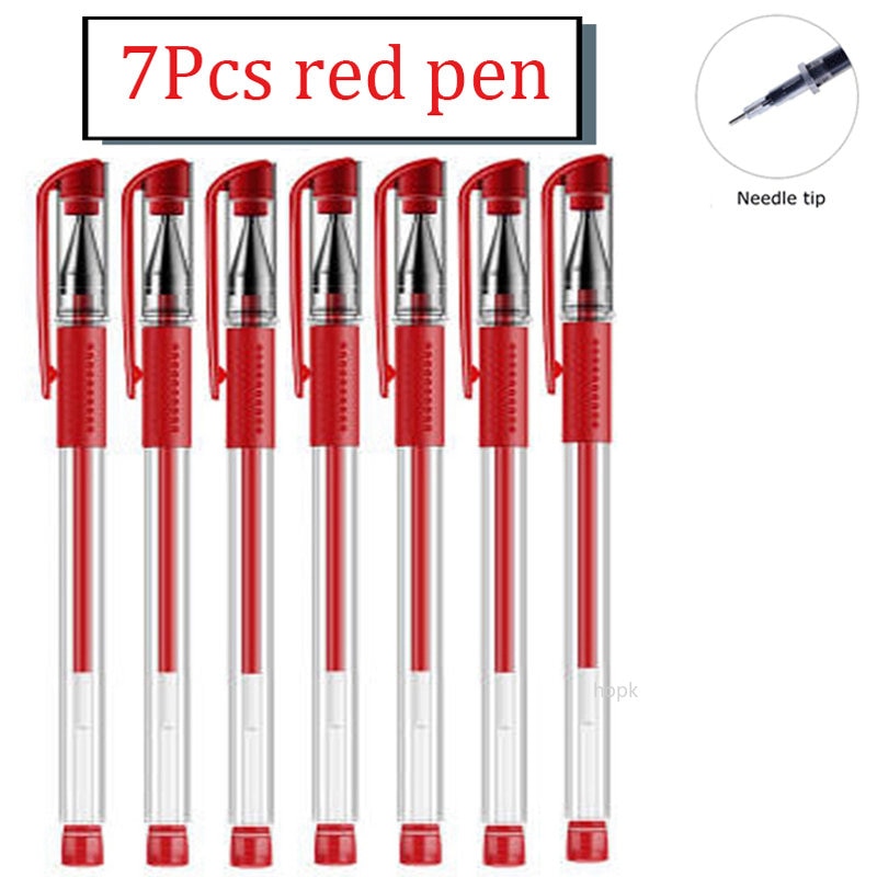 35 PCS Gel Pen Set School Supplies Black Blue Red Ink Color 0.5mm Ballpoint Pen Kawaii Pen Writing Tool School Office Stationery 7Pcs Red pen A