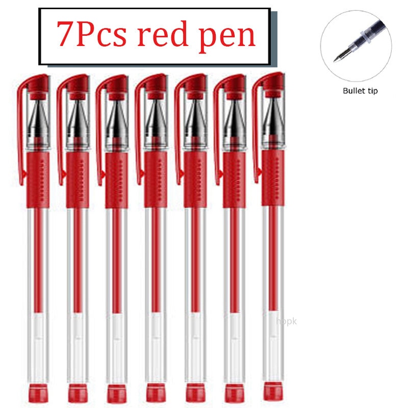 35 PCS Gel Pen Set School Supplies Black Blue Red Ink Color 0.5mm Ballpoint Pen Kawaii Pen Writing Tool School Office Stationery 7Pcs Red pen C