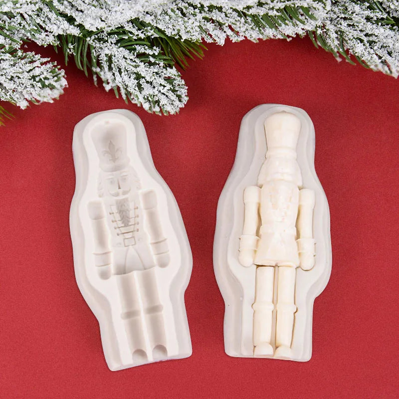 3D Christmas Nutcracker Soldier Silicone Molds Chocolate Dessert Candy Fondant Moulds Xmas New Year Party Cake Decoration Tools