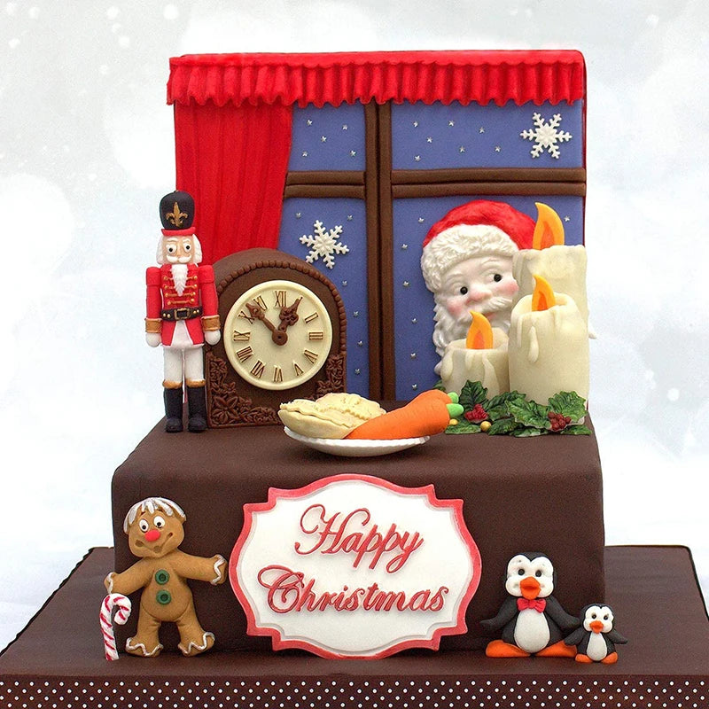 3D Christmas Nutcracker Soldier Silicone Molds Chocolate Dessert Candy Fondant Moulds Xmas New Year Party Cake Decoration Tools