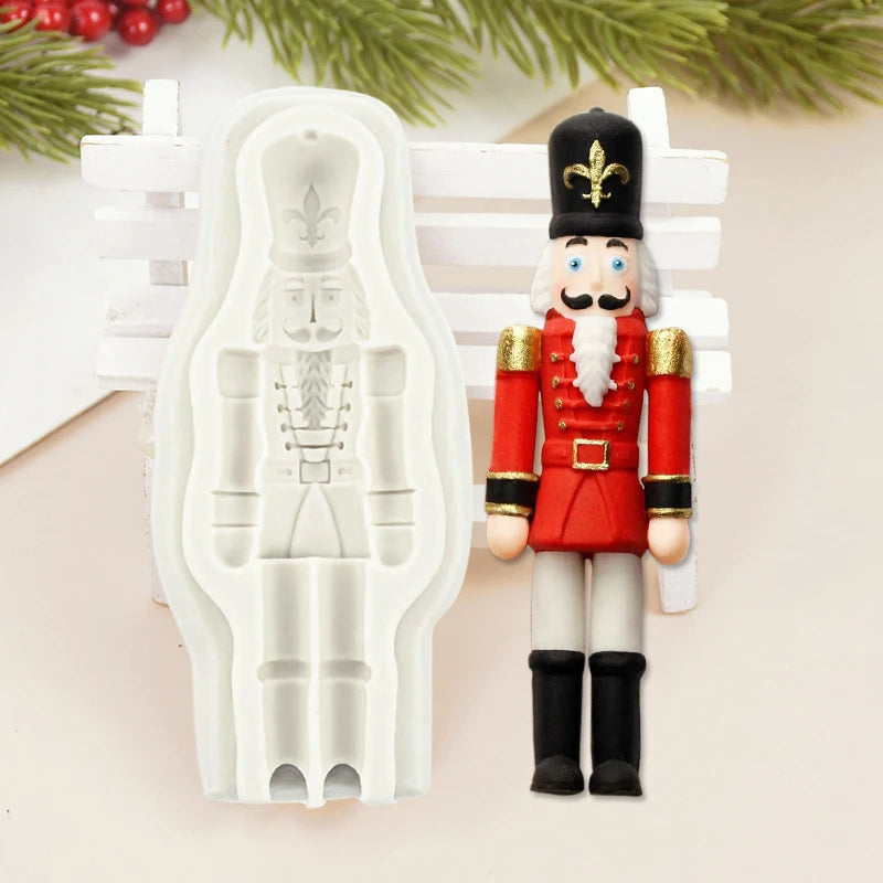 3D Christmas Nutcracker Soldier Silicone Molds Chocolate Dessert Candy Fondant Moulds Xmas New Year Party Cake Decoration Tools