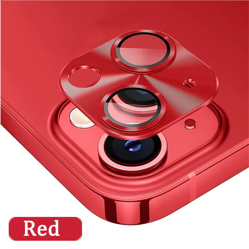 3D Full Cover Camera Lens Protector for IPhone 13 14 Pro Max 12Mini 14Plus Metal Camera Glass Protector for iPhone 11 12 PRO MAX Red