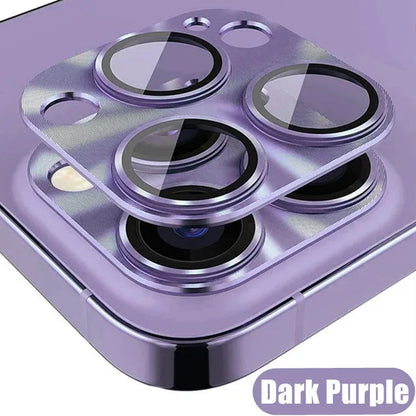 3D Full Cover Camera Lens Protector for IPhone 13 14 Pro Max 12Mini 14Plus Metal Camera Glass Protector for iPhone 11 12 PRO MAX Dark Purple