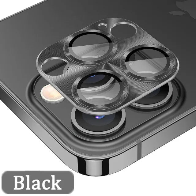 3D Full Cover Camera Lens Protector for IPhone 13 14 Pro Max 12Mini 14Plus Metal Camera Glass Protector for iPhone 11 12 PRO MAX Black