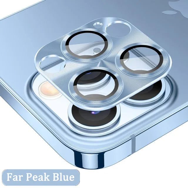 3D Full Cover Camera Lens Protector for IPhone 13 14 Pro Max 12Mini 14Plus Metal Camera Glass Protector for iPhone 11 12 PRO MAX Peak Blue