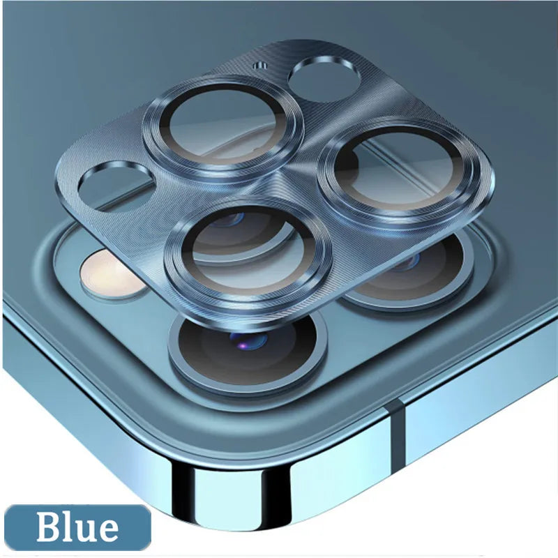 3D Full Cover Camera Lens Protector for IPhone 13 14 Pro Max 12Mini 14Plus Metal Camera Glass Protector for iPhone 11 12 PRO MAX Blue