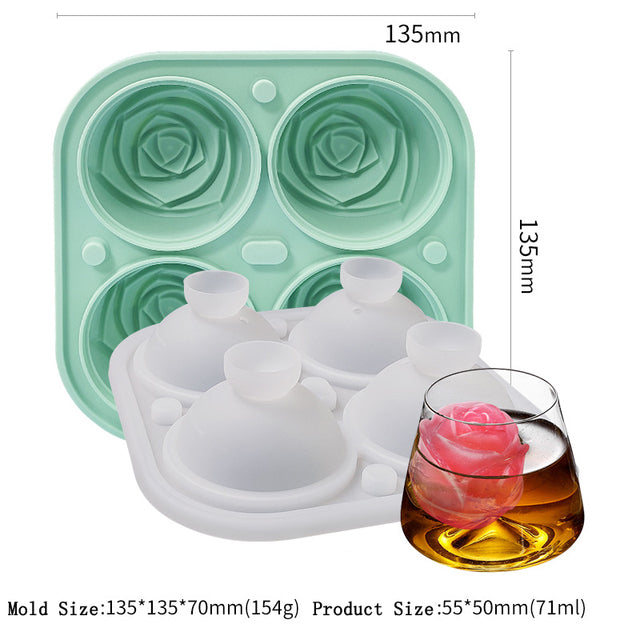 3D Silicone Diamond Skull Ice Mold Tray Stackable Silicone Ice Cube Molds for Whiskey Cocktails Beverages Iced Tea Bloom Rose green