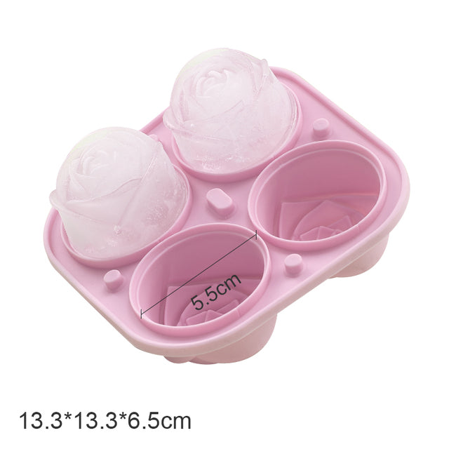 3D Silicone Diamond Skull Ice Mold Tray Stackable Silicone Ice Cube Molds for Whiskey Cocktails Beverages Iced Tea Bloom Rose pink