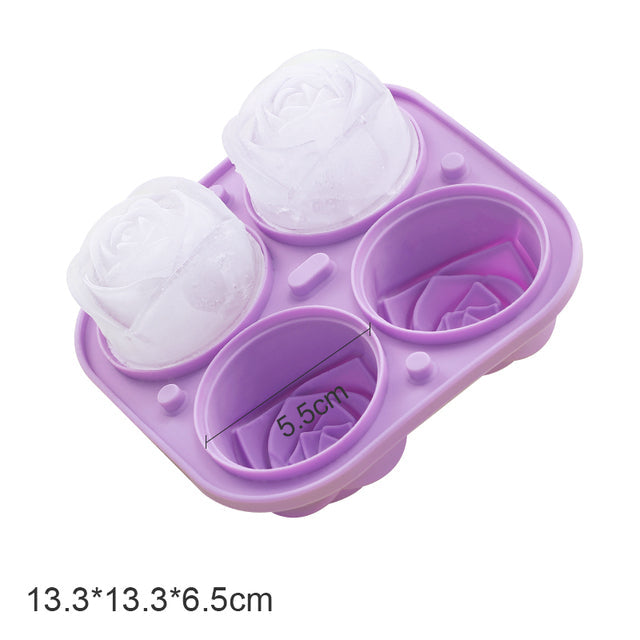 3D Silicone Diamond Skull Ice Mold Tray Stackable Silicone Ice Cube Molds for Whiskey Cocktails Beverages Iced Tea Bloom Rose purple