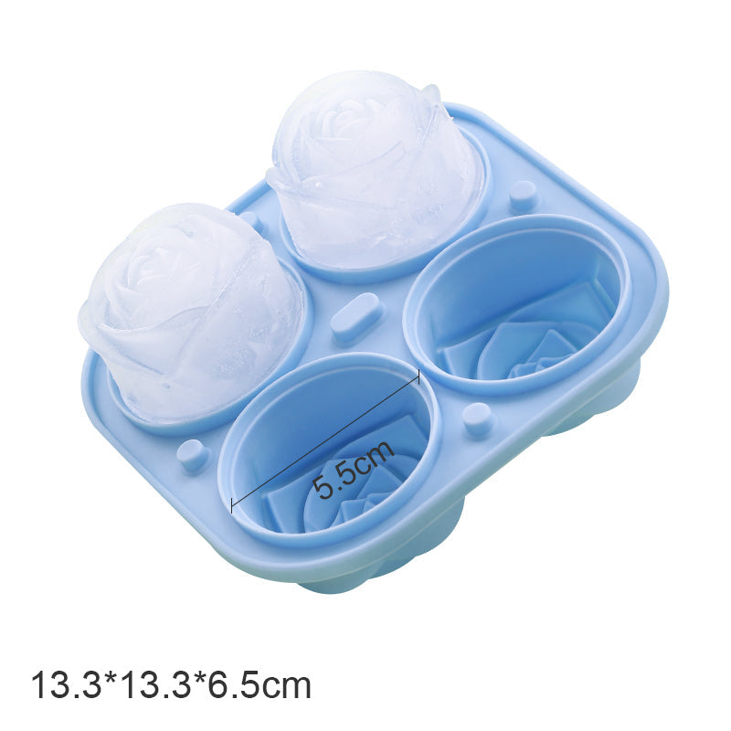 3D Silicone Diamond Skull Ice Mold Tray Stackable Silicone Ice Cube Molds for Whiskey Cocktails Beverages Iced Tea Bloom Rose blue