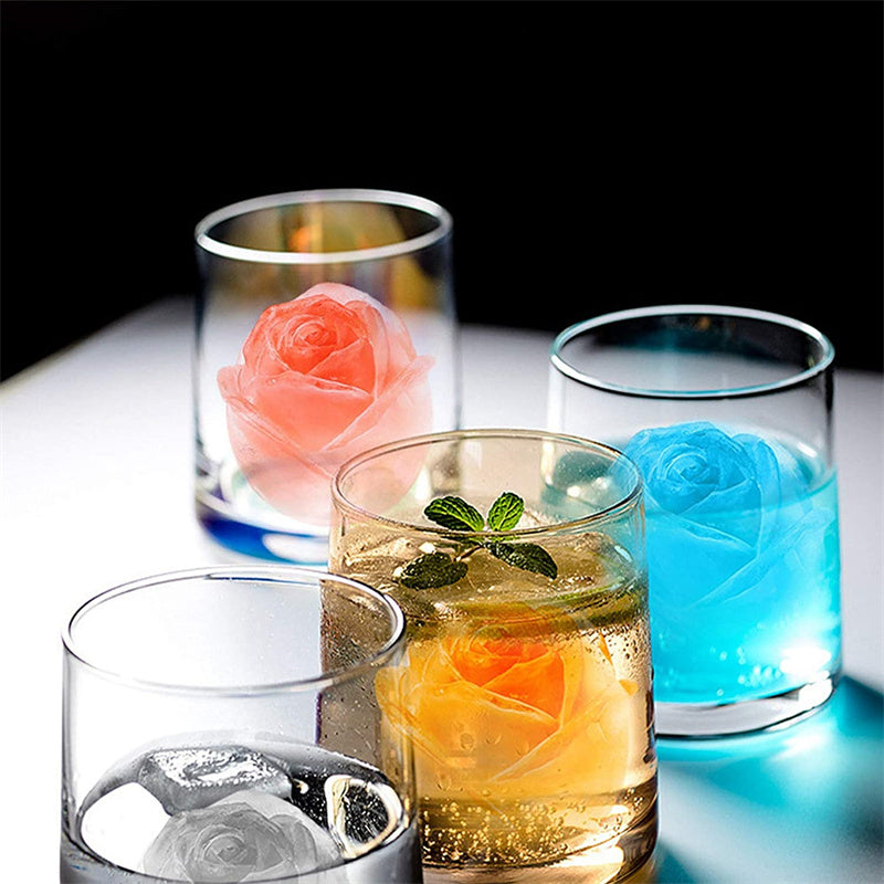 3D Silicone Diamond Skull Ice Mold Tray Stackable Silicone Ice Cube Molds for Whiskey Cocktails Beverages Iced Tea Bloom Rose