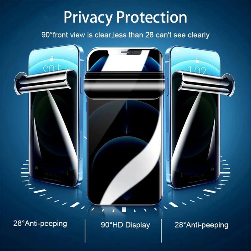 3Pcs Anti-Spy Hydrogel Film for iPhone 13 12 15 11 14 Pro Max 7 8 Plus Privacy Screen Protectors for iPhone 13 Mini XS MAX X XR