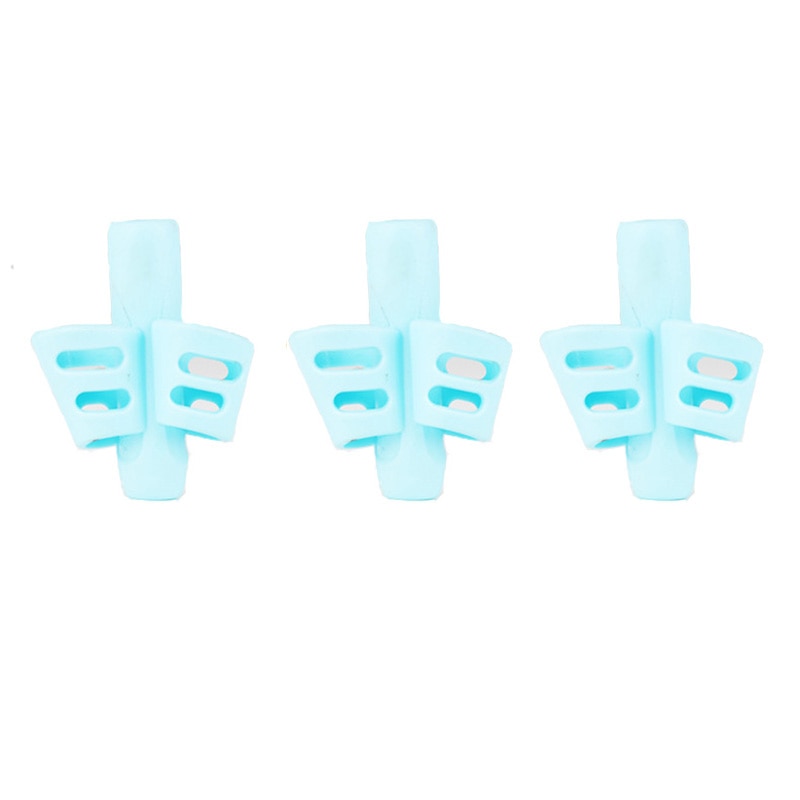 3Pcs/Set Soft Silica Pencil Grasp Two-Finger Gel Pen Grips Children Writing Training Correction Tool Pens Holding for Kids Gifts 3 PCS In bulk-blue