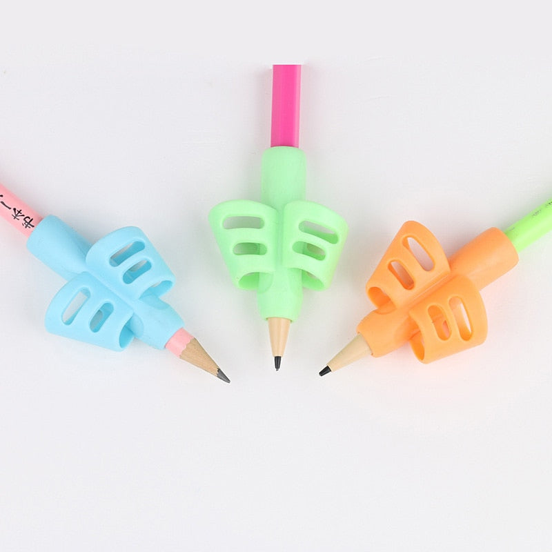 3Pcs/Set Soft Silica Pencil Grasp Two-Finger Gel Pen Grips Children Writing Training Correction Tool Pens Holding for Kids Gifts