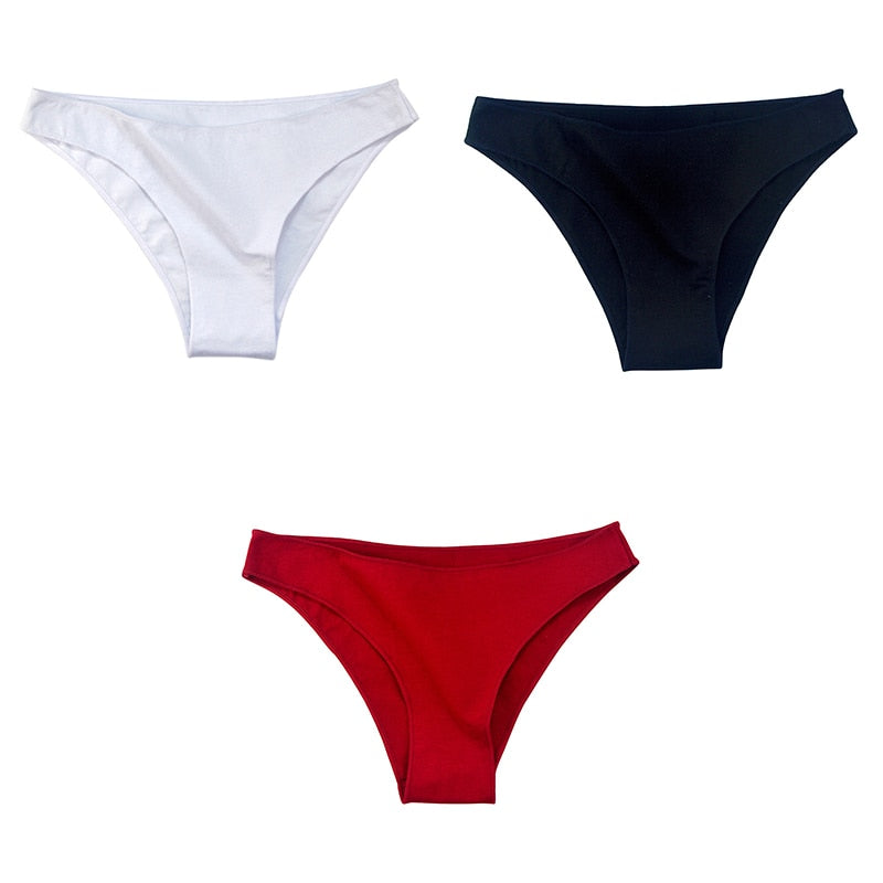 3Pcs/Set Women's Cotton Panties Female Underwear Solid Color Comfortable Briefs High Elasticity Underpants Size M-XXL 8 3pcs