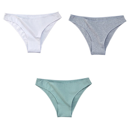 3Pcs/Set Women's Cotton Panties Female Underwear Solid Color Comfortable Briefs High Elasticity Underpants Size M-XXL 4 3pcs