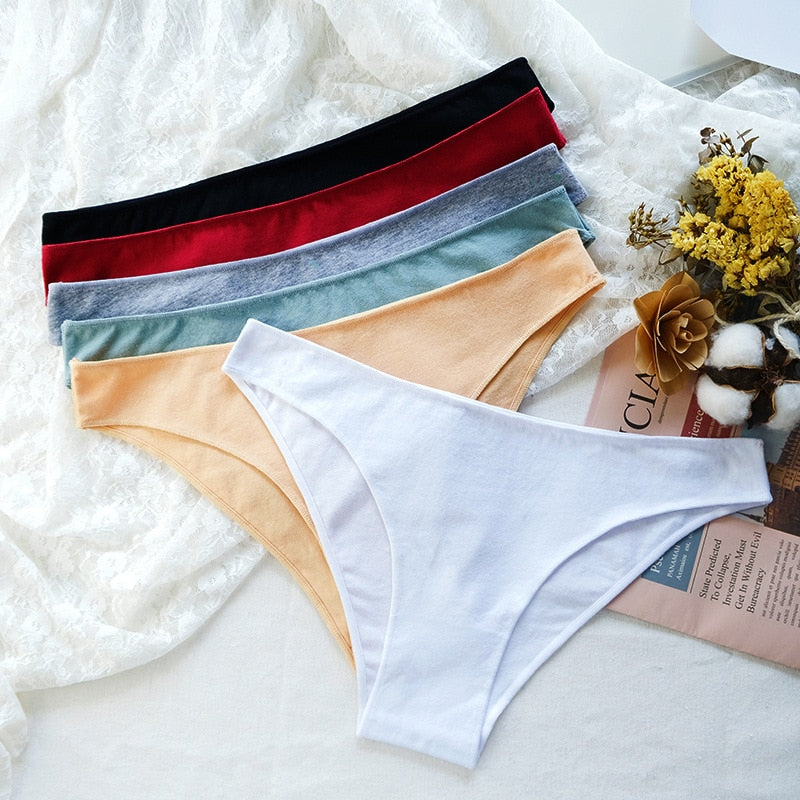 3Pcs/Set Women's Cotton Panties Female Underwear Solid Color Comfortable Briefs High Elasticity Underpants Size M-XXL