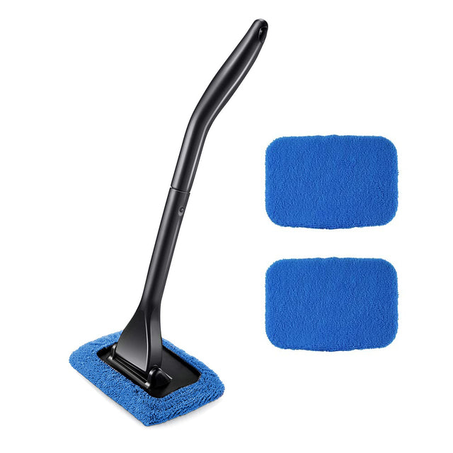 3pcs Car Window Cleaner Brush Kit Windshield Wiper Microfiber Wiper Cleaner Cleaning Brush Auto Cleaning Wash Tool Long Handle Blue