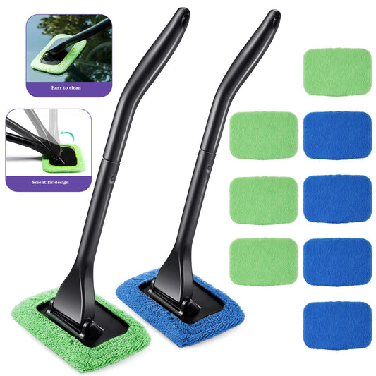 3pcs Car Window Cleaner Brush Kit Windshield Wiper Microfiber Wiper Cleaner Cleaning Brush Auto Cleaning Wash Tool Long Handle