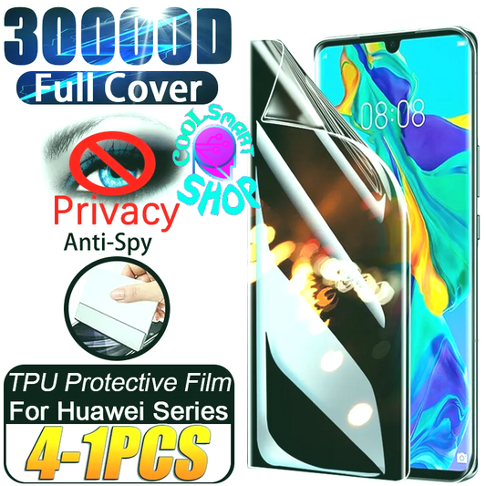 4-1PCS Privacy Hydrogel Film For Huawei P60 P30 P40 P50 P20 Pro Lite Anti-Spy Curved Screen Protector Mate40 30 20 Pro Not Glass China | Privacy Film