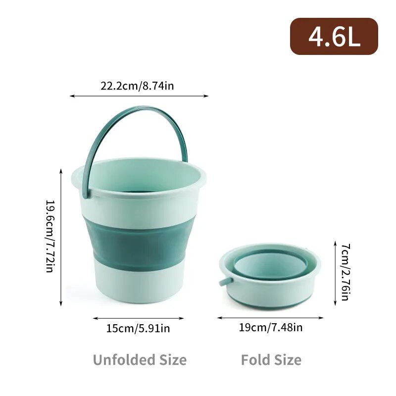 4.6-16.8L Portable Foldable Bucket Basin Tourism Outdoor Cleaning Bucket Fishing Camping Car Washing Mop Space Saving Buckets Blue 4.6L