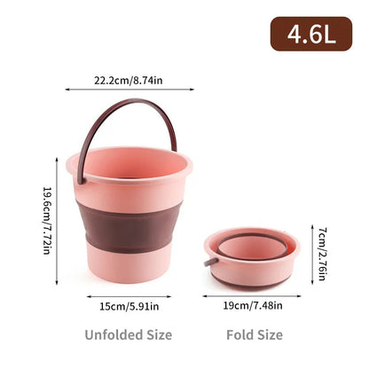 4.6-16.8L Portable Foldable Bucket Basin Tourism Outdoor Cleaning Bucket Fishing Camping Car Washing Mop Space Saving Buckets Pink 4.6L
