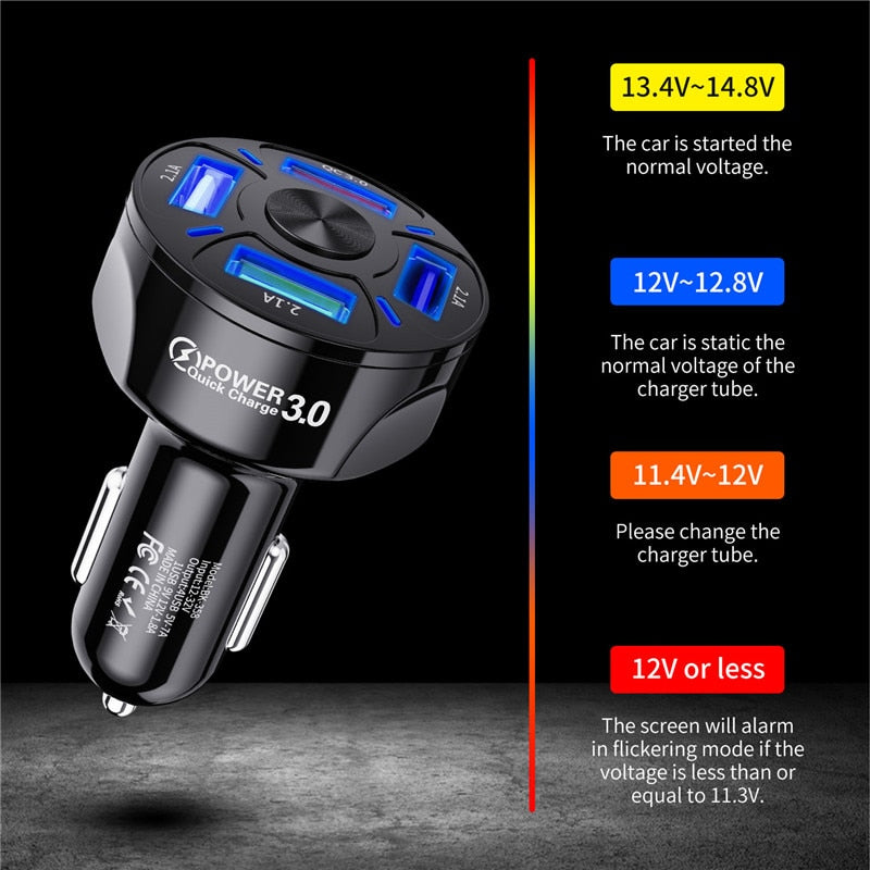 4 Ports USB Car Charge 48W Quick 7A Mini Fast Charging For iPhone 11 Xiaomi Huawei Mobile Phone Charger Adapter in Car