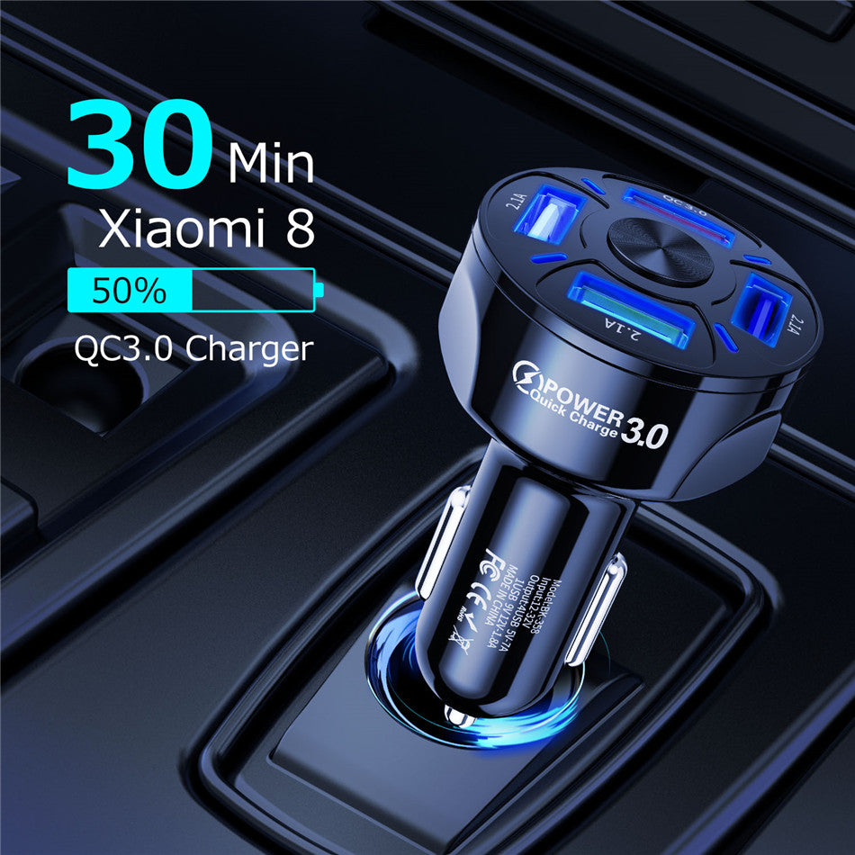 4 Ports USB Car Charge 48W Quick 7A Mini Fast Charging For iPhone 11 Xiaomi Huawei Mobile Phone Charger Adapter in Car