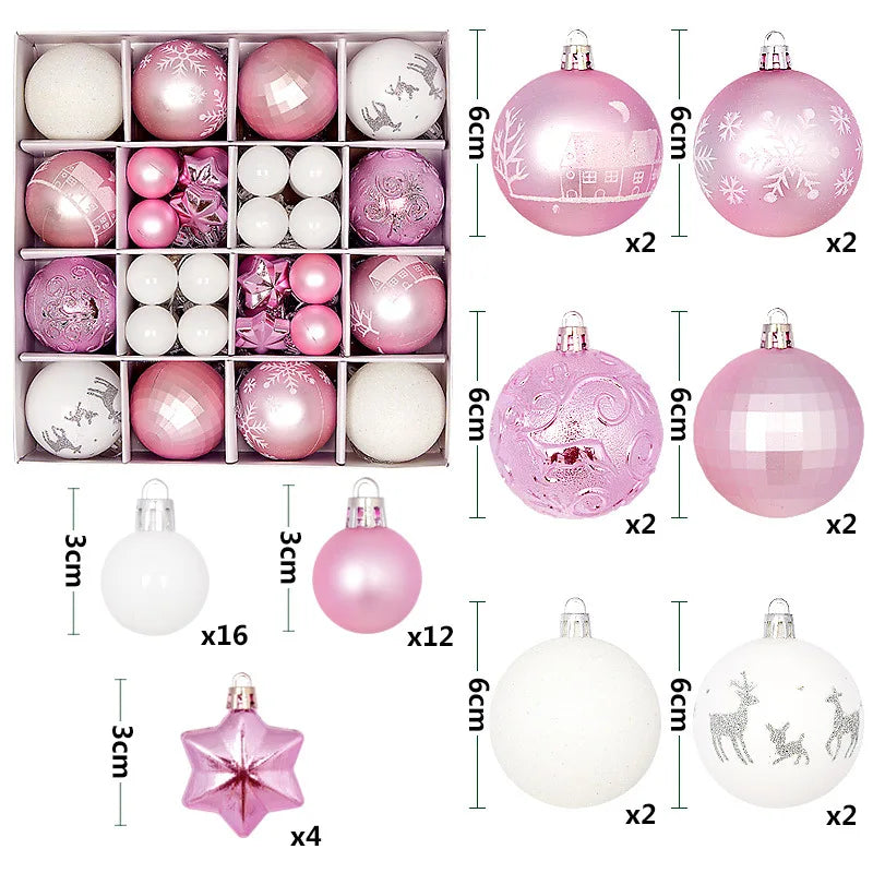 44Pcs Christmas Ball Ornament Set Xmas Tree Hanging Pendant Merry Christmas Decoration for Home Navidad New Year Party Gift