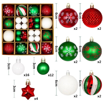 44Pcs Christmas Ball Ornament Set Xmas Tree Hanging Pendant Merry Christmas Decoration for Home Navidad New Year Party Gift