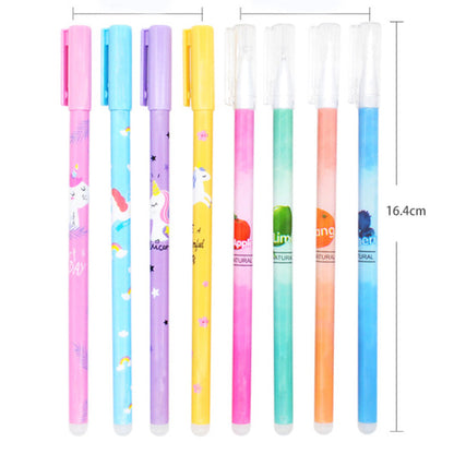 4Pcs/set Unicorn Erasable Gel Pen 0.5mm Kawaii Blue Black Ink Writing Pens Washable Handle for School Office Stationery Supplies