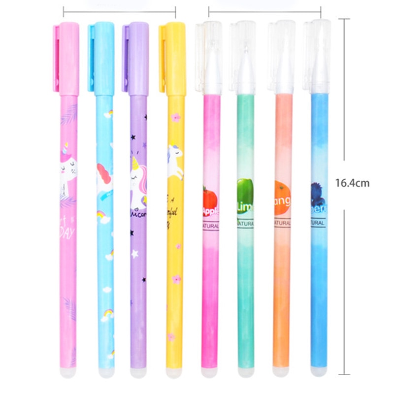 4Pcs/set Unicorn Erasable Gel Pen 0.5mm Kawaii Blue Black Ink Writing Pens Washable Handle for School Office Stationery Supplies