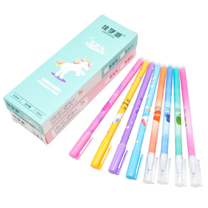 4Pcs/set Unicorn Erasable Gel Pen 0.5mm Kawaii Blue Black Ink Writing Pens Washable Handle for School Office Stationery Supplies