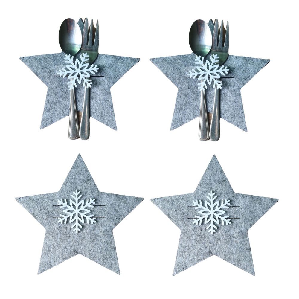 4pcs Christmas Tree Knife Fork Cutlery Holder Xmas Cutlery Bag Pocket Tableware Organizer Christmas Decoration For Home Table