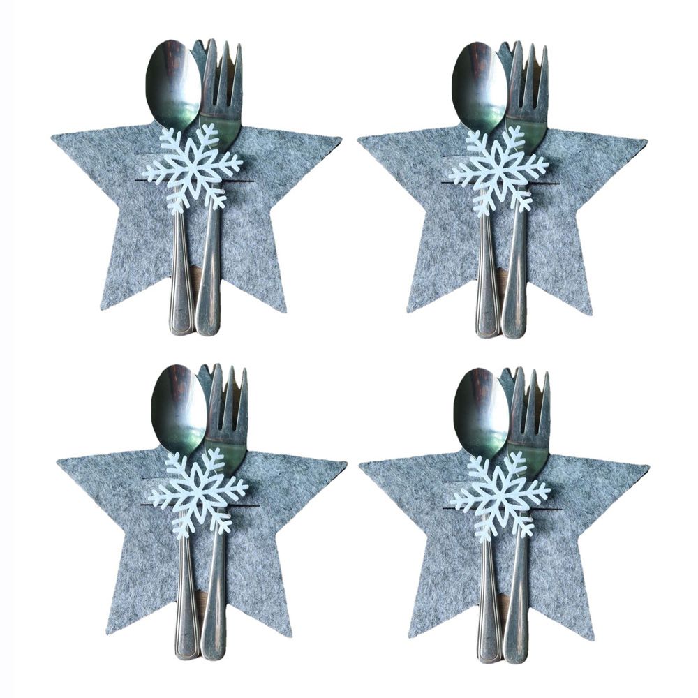 4pcs Christmas Tree Knife Fork Cutlery Holder Xmas Cutlery Bag Pocket Tableware Organizer Christmas Decoration For Home Table