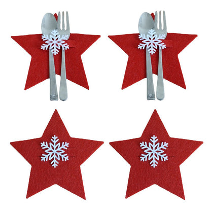 4pcs Christmas Tree Knife Fork Cutlery Holder Xmas Cutlery Bag Pocket Tableware Organizer Christmas Decoration For Home Table