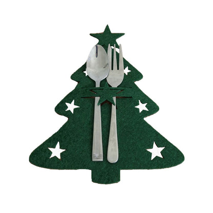 4pcs Christmas Tree Knife Fork Cutlery Holder Xmas Cutlery Bag Pocket Tableware Organizer Christmas Decoration For Home Table