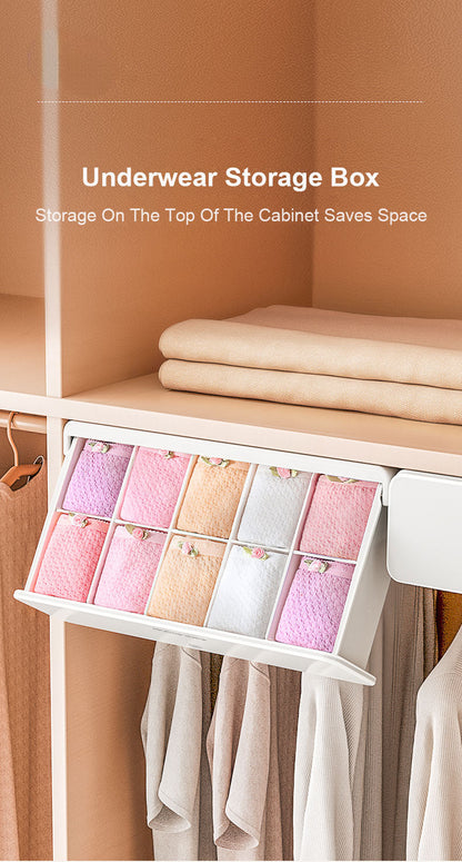 5/10 Grids Underwear Drawer Organizer Socks Panties Storage Box Self-adhesive Underdesk Drawer Storage Closet Wardrobe Organizer