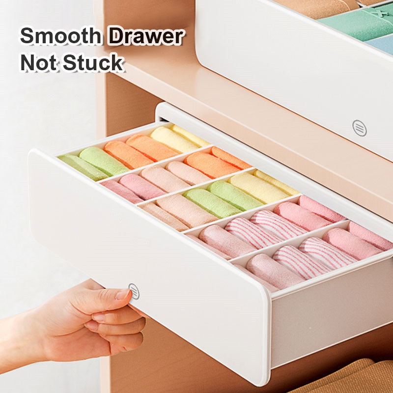 5/10 Grids Underwear Drawer Organizer Socks Panties Storage Box Self-adhesive Underdesk Drawer Storage Closet Wardrobe Organizer