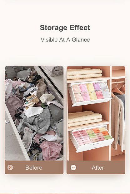 5/10 Grids Underwear Drawer Organizer Socks Panties Storage Box Self-adhesive Underdesk Drawer Storage Closet Wardrobe Organizer