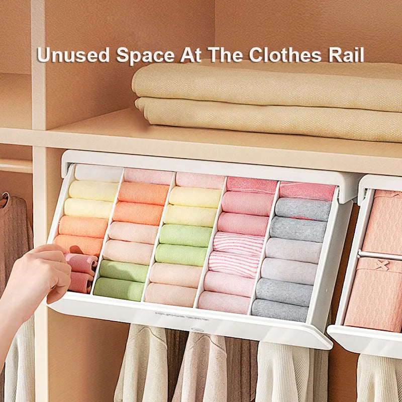 5/10 Grids Underwear Drawer Organizer Socks Panties Storage Box Self-adhesive Underdesk Drawer Storage Closet Wardrobe Organizer