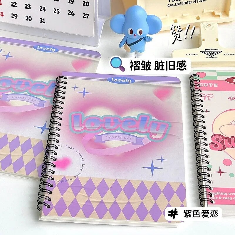 50sheet Ins Notebook Creative Cute Cartoon Bear Kitten Horizontal Line Korean Style Coil A5 Scrapbook Journal Student Supplies No.3