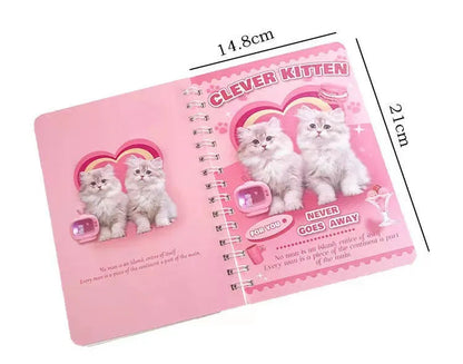 50sheet Ins Notebook Creative Cute Cartoon Bear Kitten Horizontal Line Korean Style Coil A5 Scrapbook Journal Student Supplies